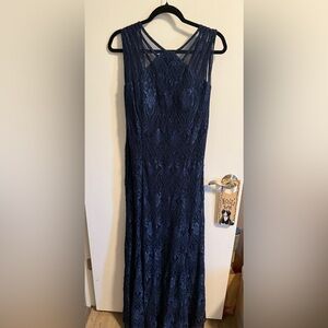 R&M Richards Navy Lace Maxi Dress Size 18